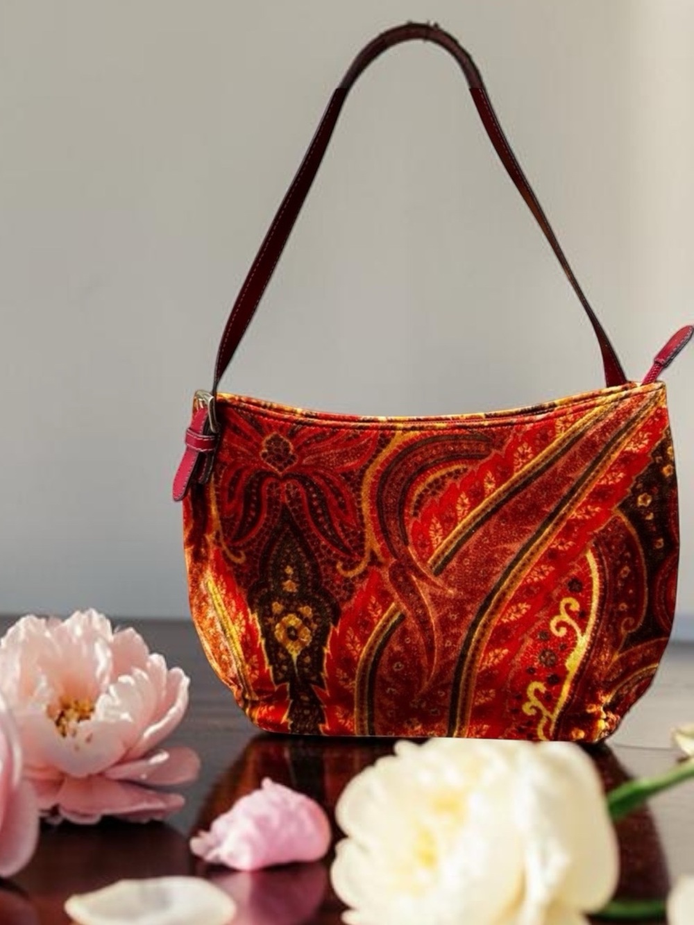 ETRO Milano Y2K velvet paisley bag made in Italy with COA and dust bag